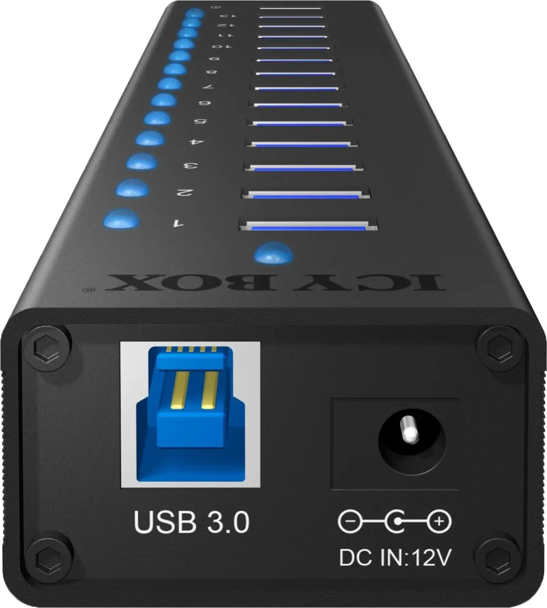 Icy Box IB-AC6113 USB 3.0 Hub - 13 Poorten - Zwart - afbeelding 6 van 6