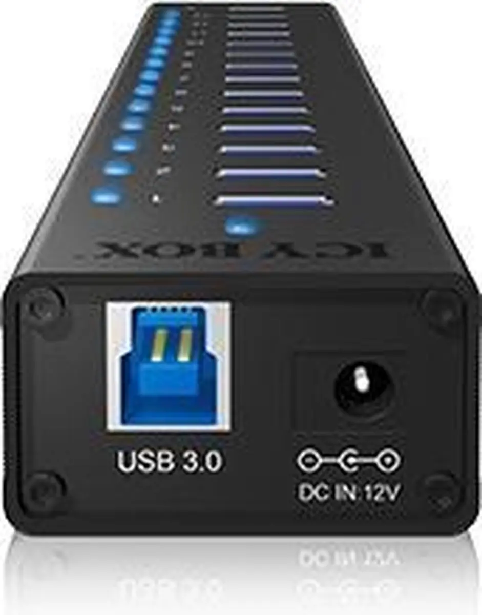 Icy Box IB-AC6113 USB 3.0 Hub - 13 Poorten - Zwart