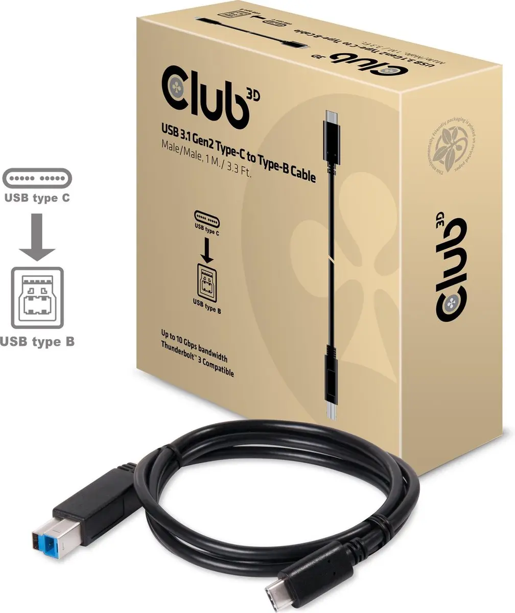 Club3D CAC-1524 USB 3.2 Gen1 Kabel USB-C naar USB-B