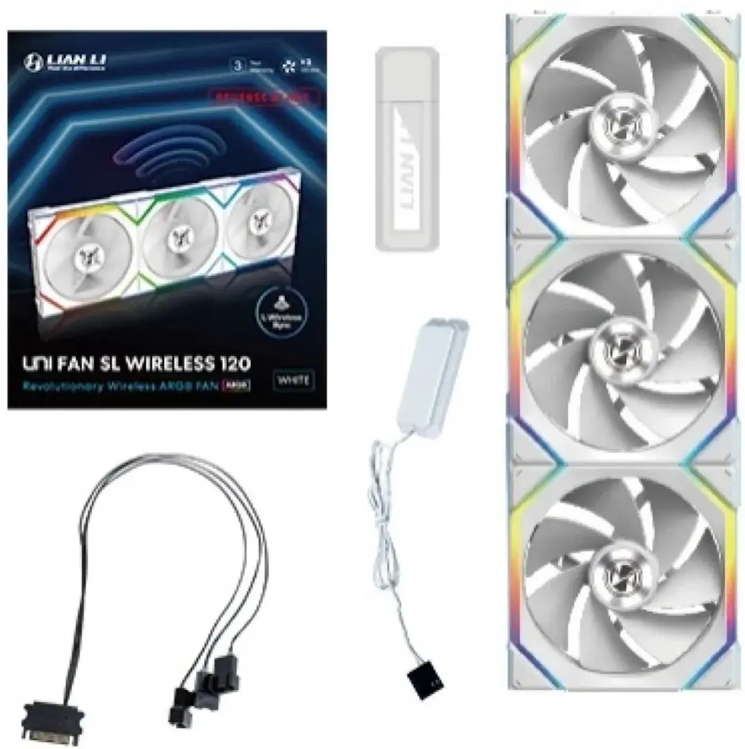 Lian Li UNI FAN SL Wireless Reverse Blade 120mm - 3 Stuks - Wit