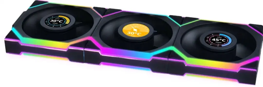 Lian Li UNI FAN SL Wireless LCD Reverse Blade 120mm - 3 Stuks - Zwart