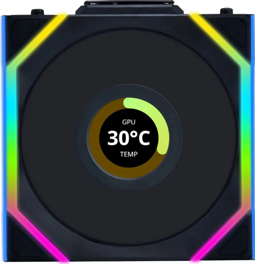 Lian Li UNI FAN SL Wireless LCD Reverse Blade 120mm - 3 Stuks - Zwart
