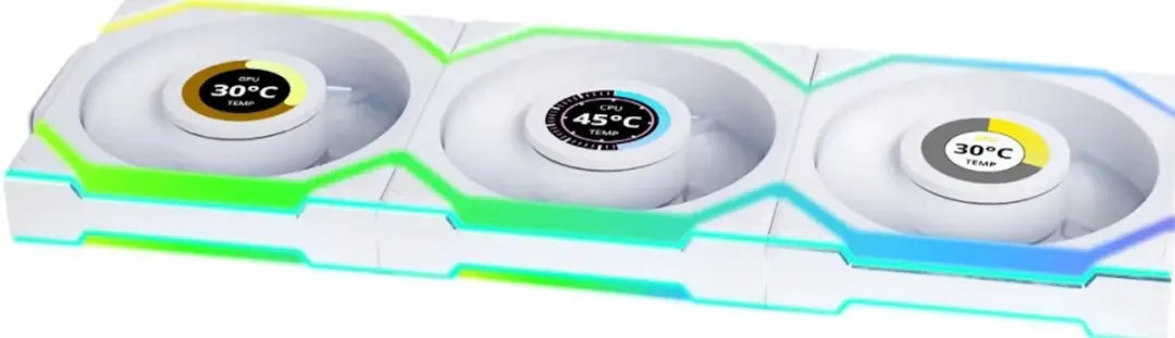 Lian Li UNI FAN SL Wireless LCD Ventilator 120mm - 3 Stuks - Wit