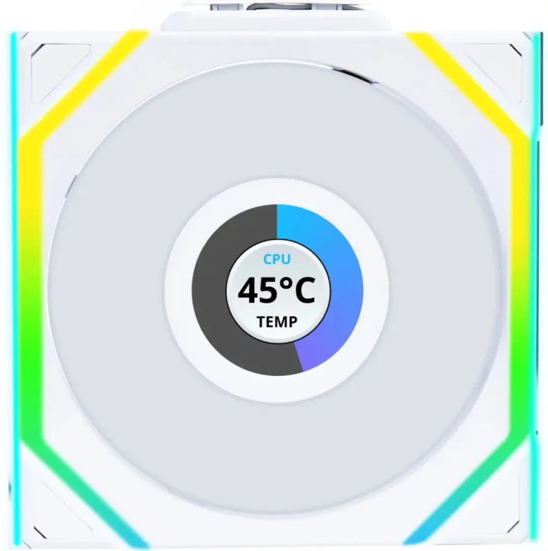 Lian Li UNI FAN SL Wireless LCD Ventilator 120mm - 3 Stuks - Wit