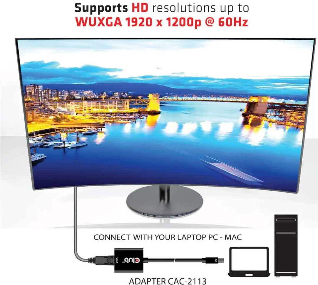 Club3D CAC-2113 MiniDisplayPort naar VGA Adapter - Zwart