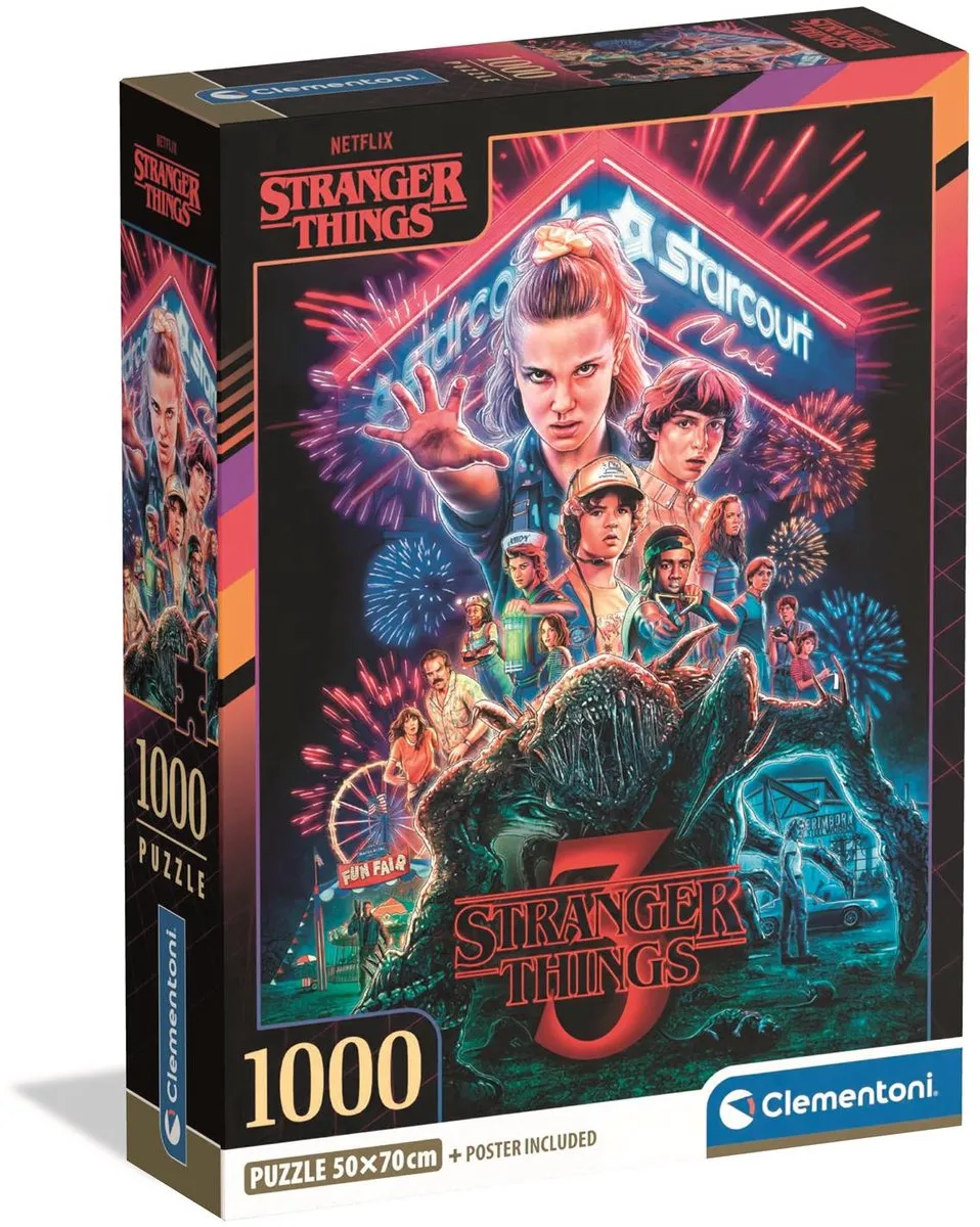 Clementoni Stranger Things Seizoen 3 Puzzel 1000 Stuks - Multikleur