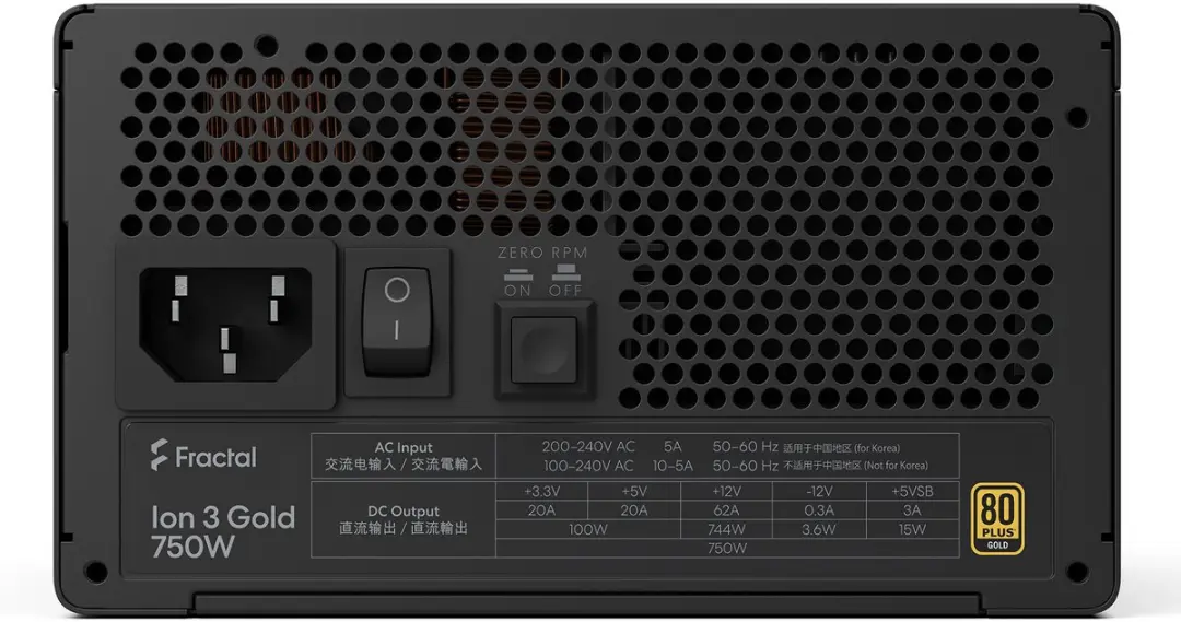 Fractal Design ION Gold 750 FD-P-IA3G-750 Voeding - 750W - Modulair - Zwart