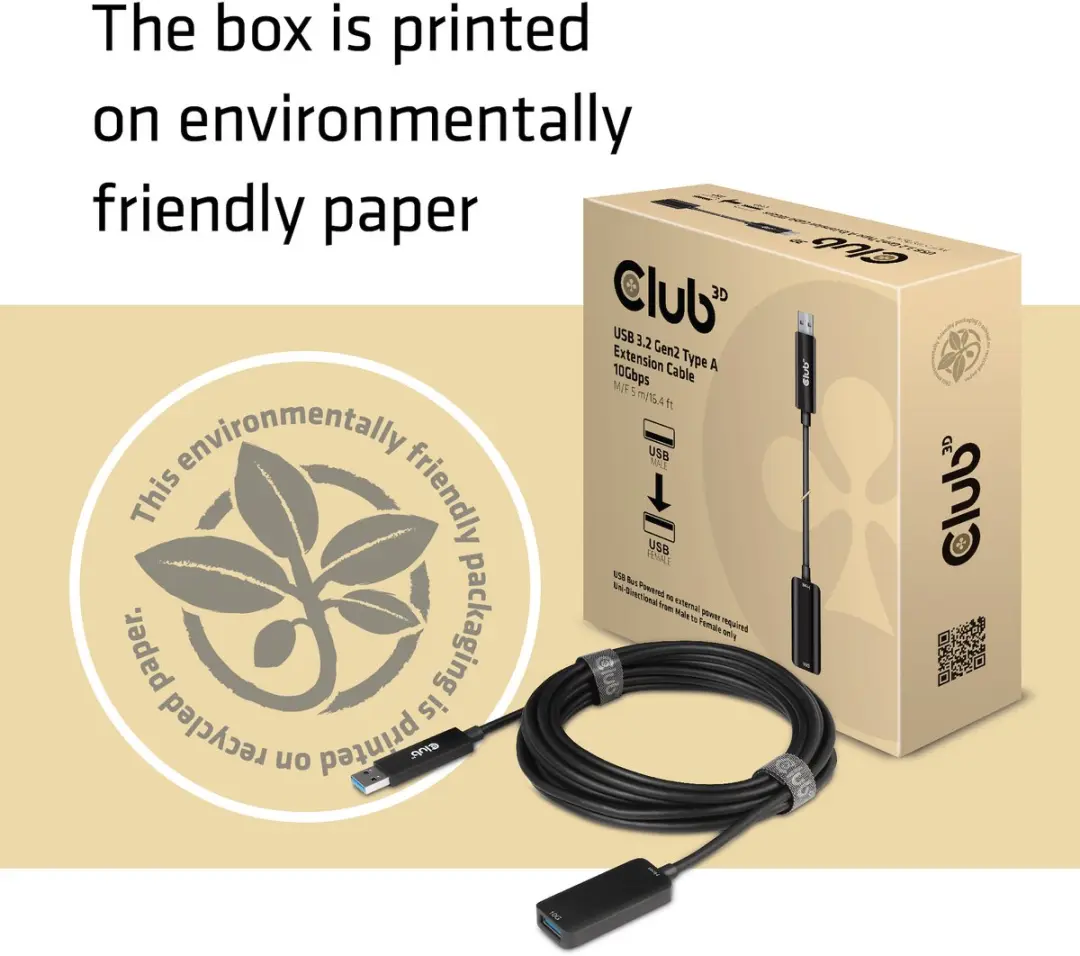 Club 3D USB-A Verlengkabel 10Gbps 5m - Zwart - afbeelding 3 van 6