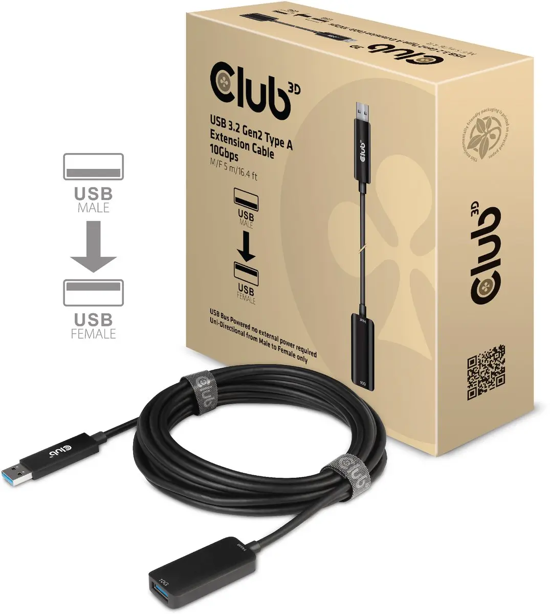 Club 3D USB-A Verlengkabel 10Gbps 5m