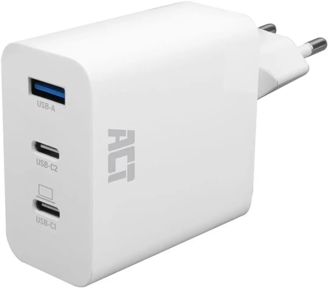 ACT AC2170 USB-C/USB-A Lader 65W - 3 Poorten - Wit