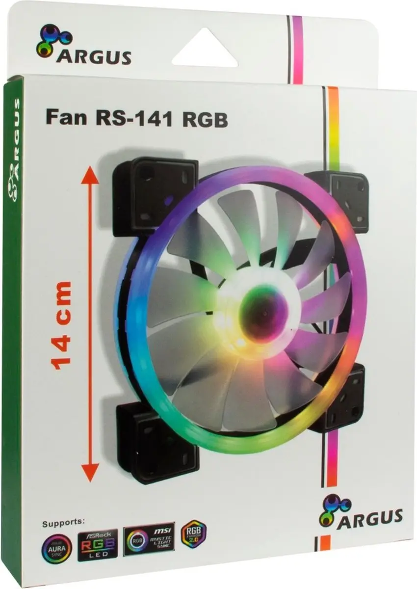 INTER-TECH ARGUS RS-141 RGB Ventilator 26 RGB-LEDs - Zwart