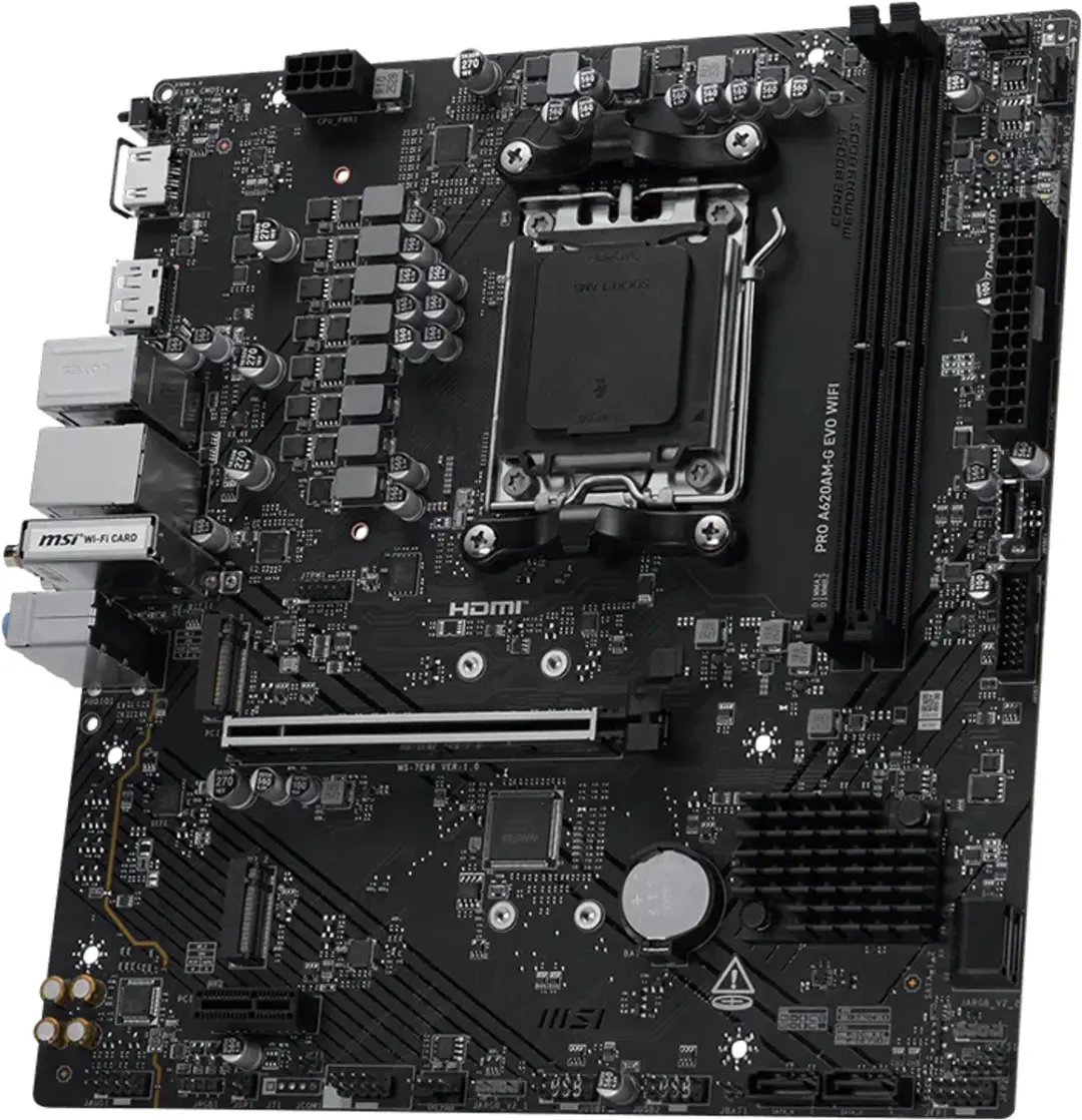 MSI Pro A620AM-G EVO WIFI AM5 Micro ATX Moederbord