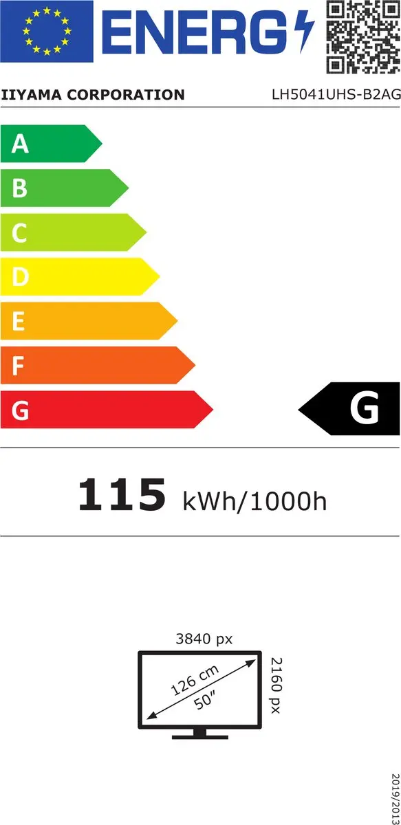 iiyama LH5041UHS-B2AG Digitale Signage 50" 4K LCD - 500 cd/m² - Zwart