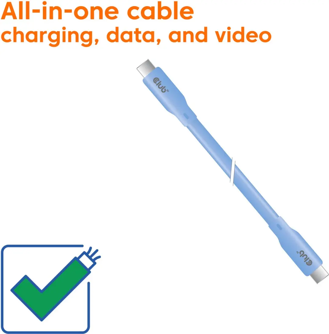 Club3D CAC-3003 USB-C Oplaadkabel Blauw - Siliconen