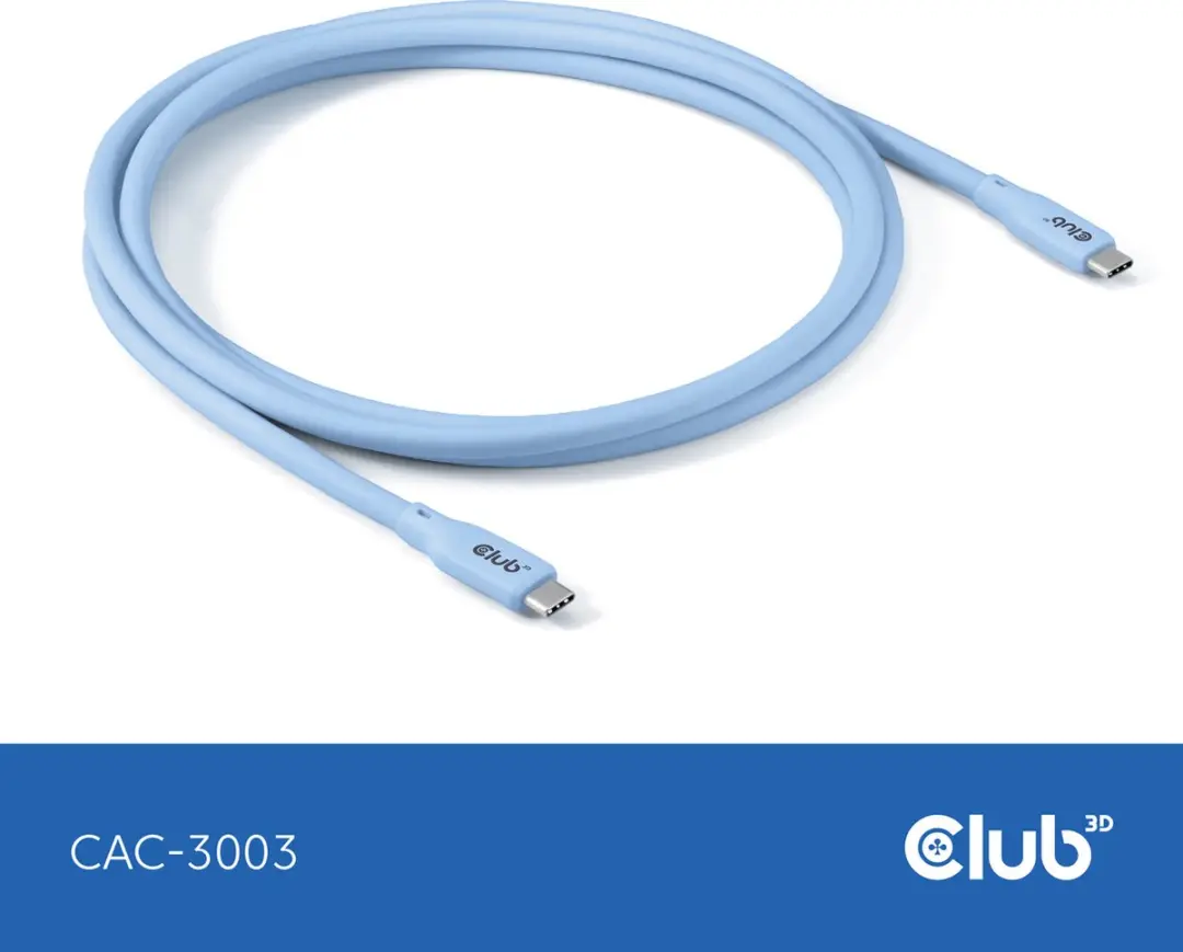Club3D CAC-3003 USB-C Oplaadkabel Blauw - Siliconen