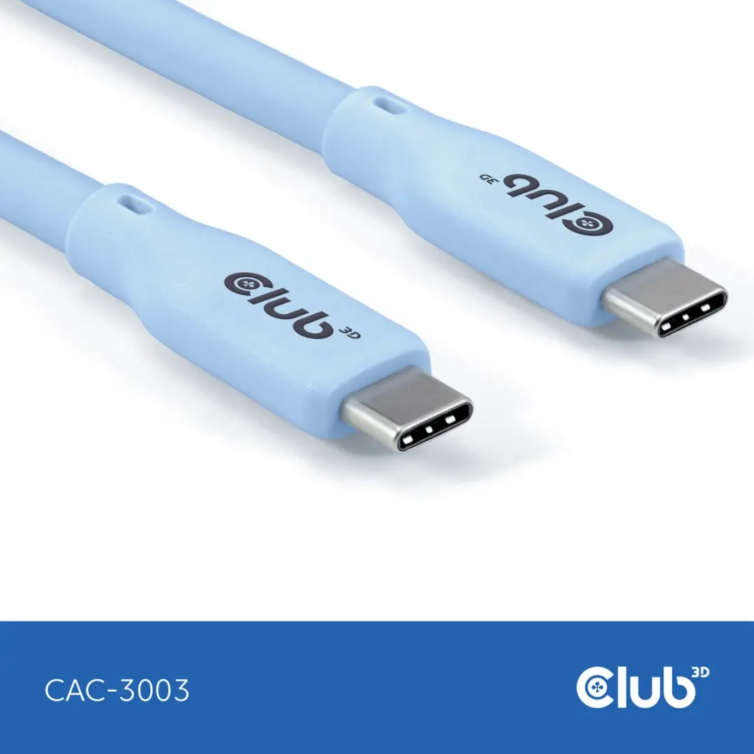 Club3D CAC-3003 USB-C Oplaadkabel Blauw - Siliconen