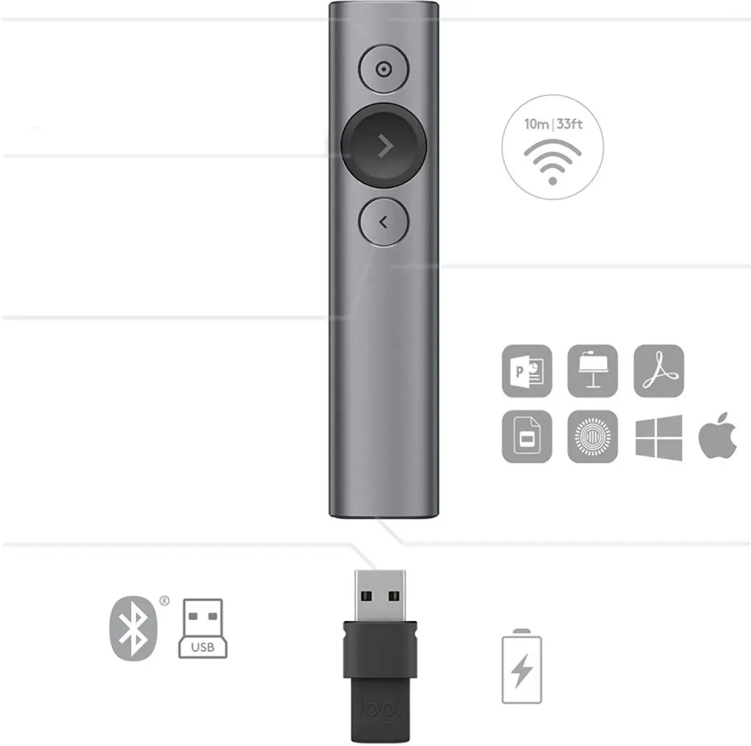 Logitech Spotlight Afstandsbediening - Donkergrijs