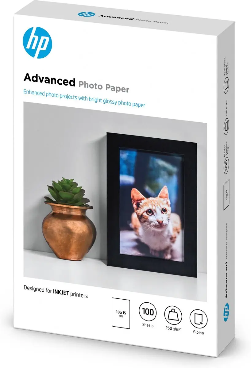 HP Fotopapier Q8692A 100 Vel - 10x15cm Wit