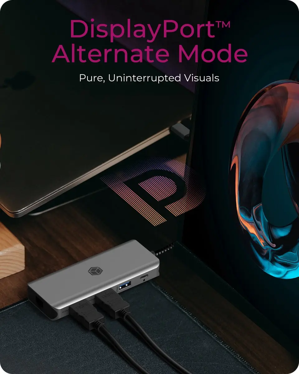 Icy Box IB-DK4012-CPD USB 3.2 Type-C Dock - 2x HDMI, 1x DisplayPort - Antraciet/Zwart