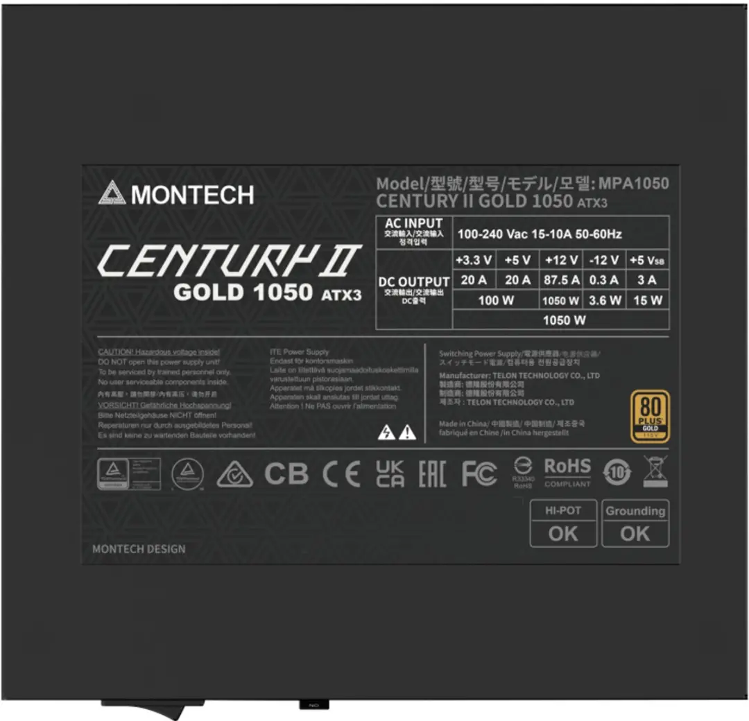 Montech CENTURY II 1050W Voeding - Zilver