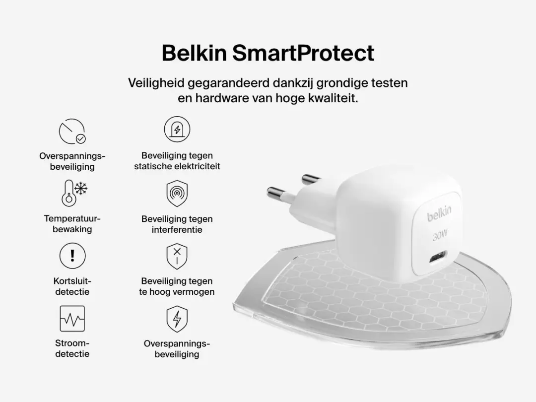 Belkin WCA008KQ1MWH-B5 USB-C Wandlader 30W - Wit