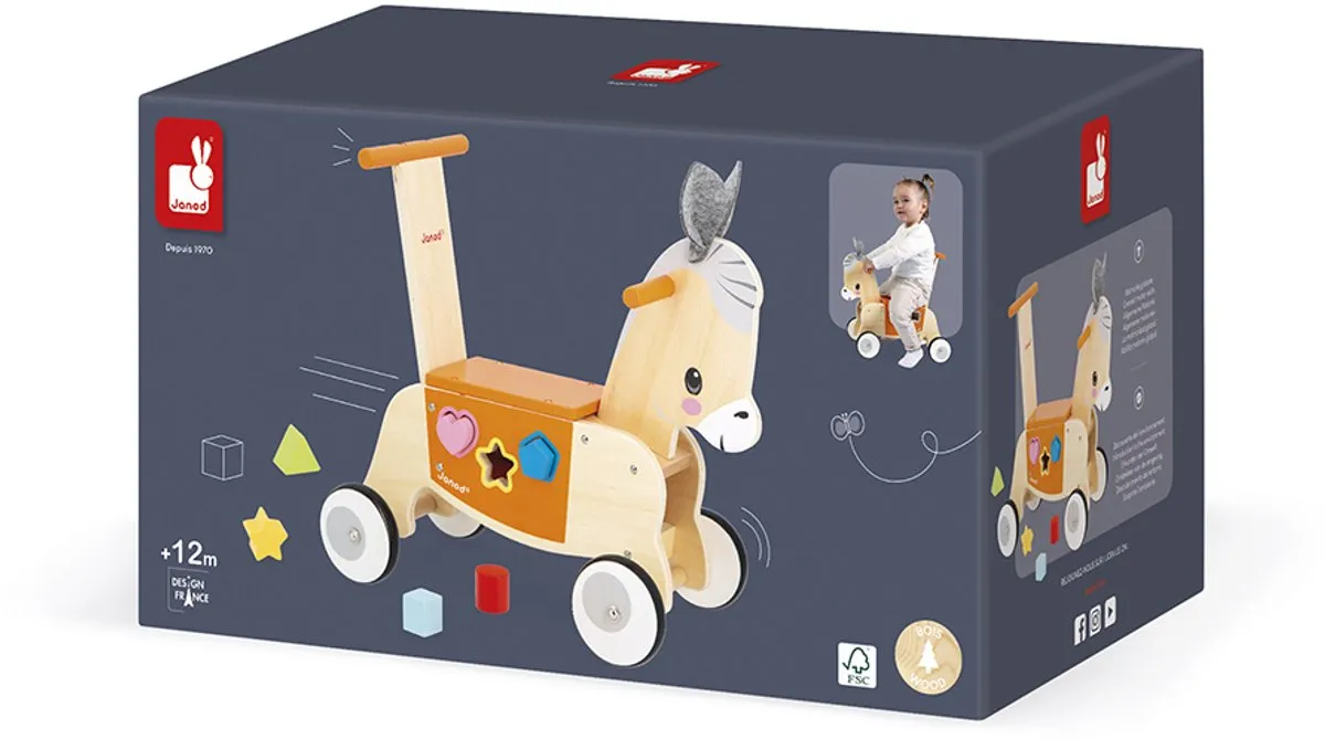Janod Loopwagen Ezel 11.3325 - Multicolor - afbeelding 6 van 6