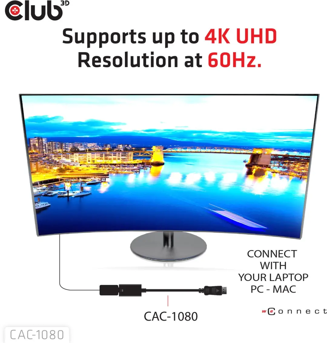 Club 3D CAC-1080 DisplayPort naar HDMI 2.0b Adapter - Zwart - afbeelding 6 van 6
