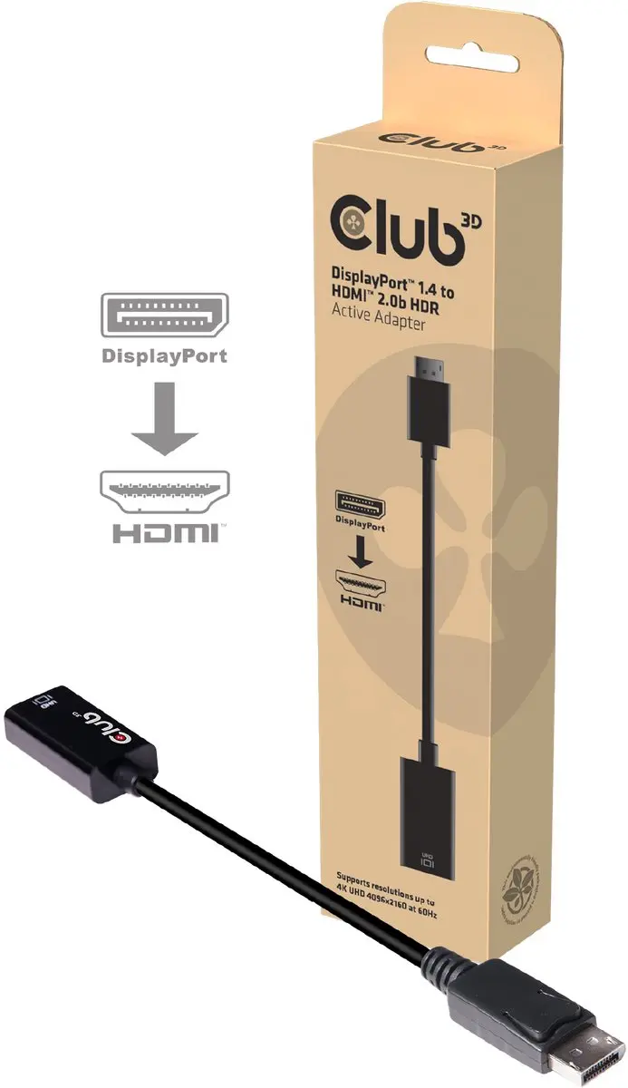 Club 3D CAC-1080 DisplayPort naar HDMI 2.0b Adapter