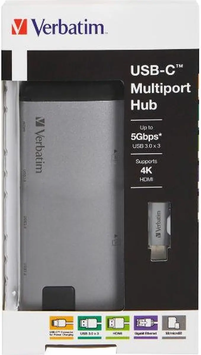 Verbatim Adapterhub USB-C 49142 - Grijs