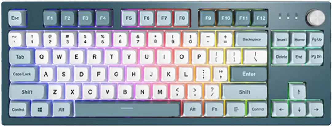 Montech MKey TKL MK87FB Gamingtoetsenbord - Donkergrijs/Lichtblauw/Wit
