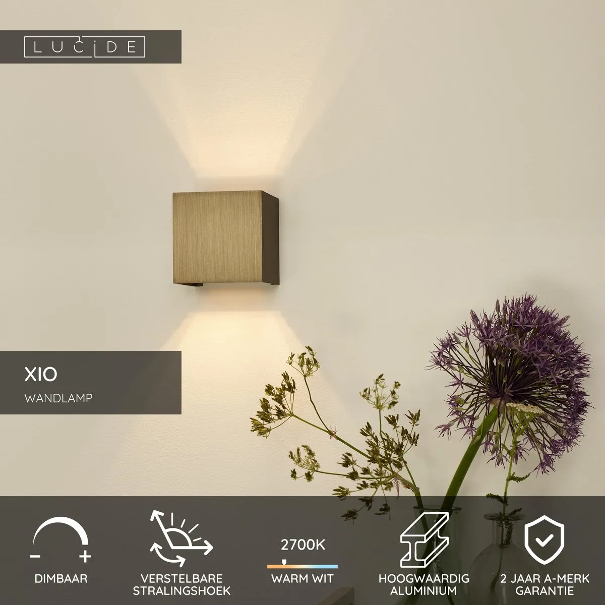 Lucide XIO Wandlamp LED 4W 2700K - Roestbruin