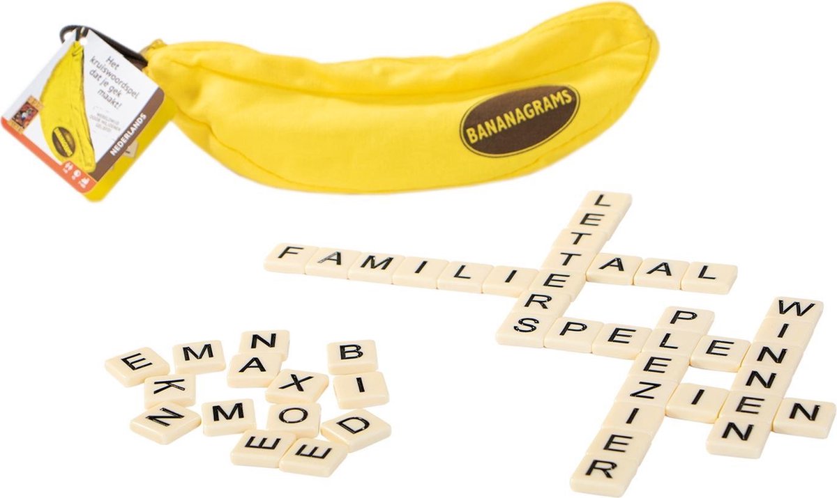 999 Games - Bananagrams - Woordspel - Gezelschapsspel - Ideaal om mee te nemen - Klein cadeautje