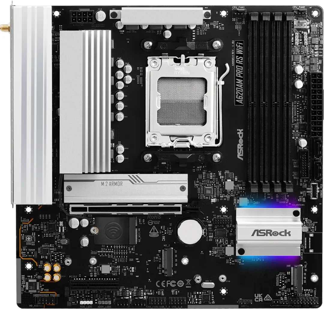 ASRock A620AM PRO RS WiFi AM5 Micro-ATX Moederbord - WiFi