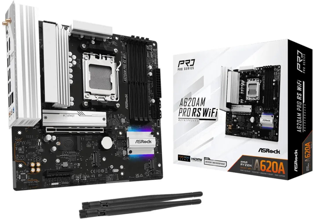 ASRock A620AM PRO RS WiFi AM5 Micro-ATX Moederbord - WiFi