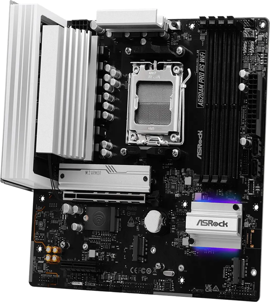 ASRock A620AM PRO RS WiFi AM5 Micro-ATX Moederbord - WiFi