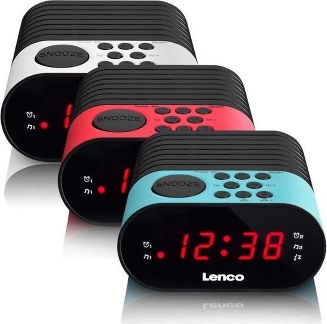 Lenco CR-07 Wekkerradio Blauw - Dubbel alarm
