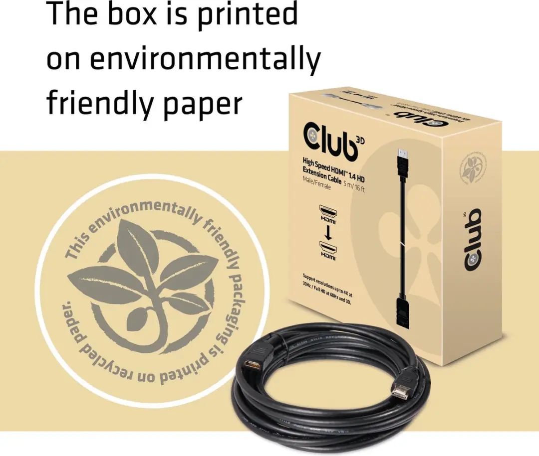 Club 3D HDMI Verlengkabel M/F 5m - Zwart - afbeelding 3 van 6