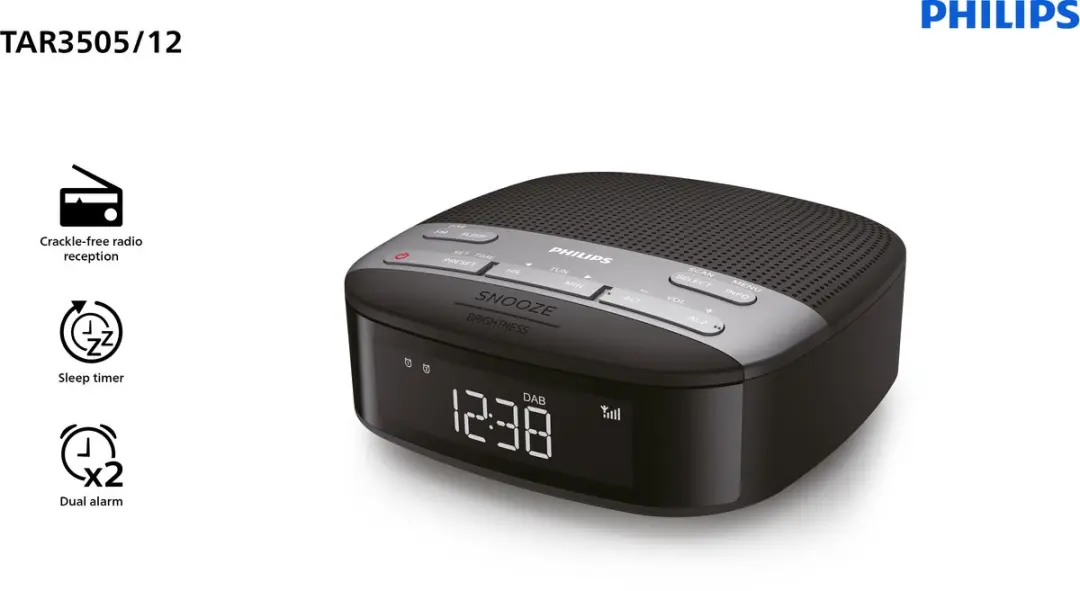 Philips TAR3505 Digitale Wekkerradio DAB+ - Zwart