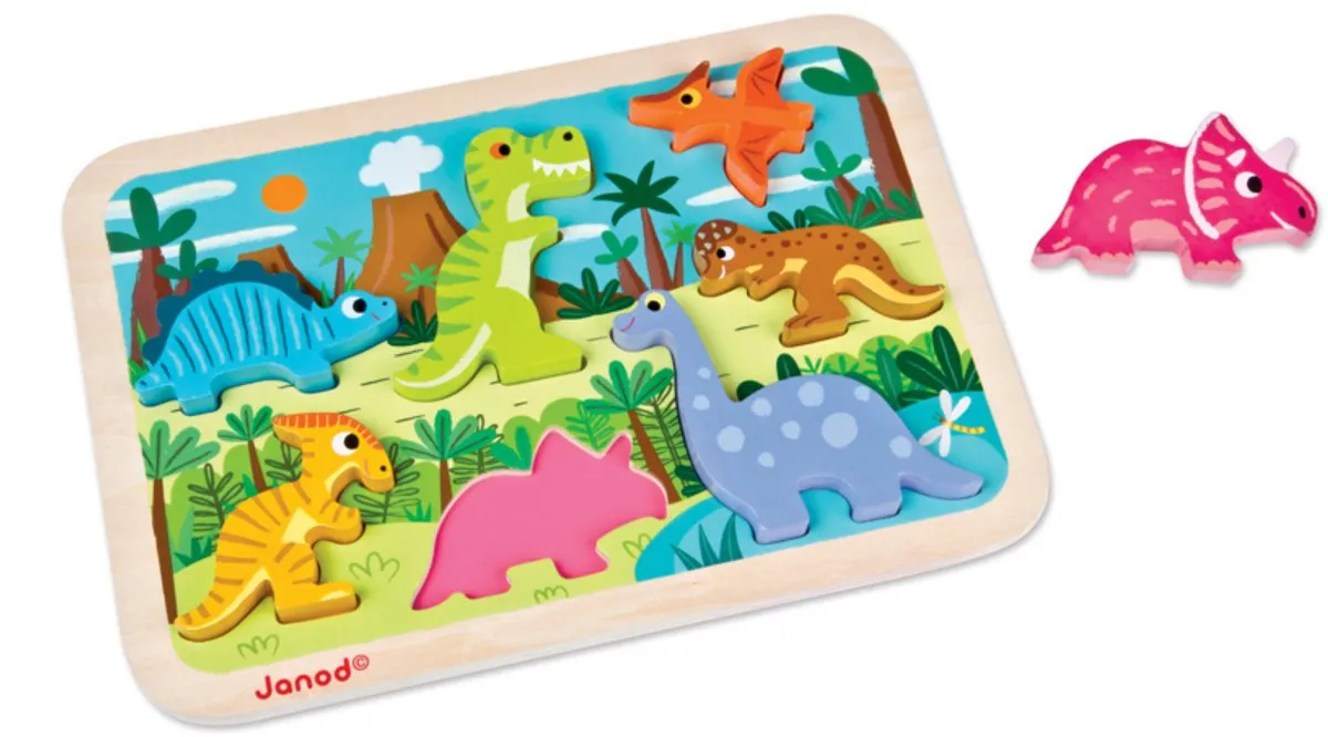 Janod Dinosaurus 3D Puzzel 7 Stuks - 1,5cm dik