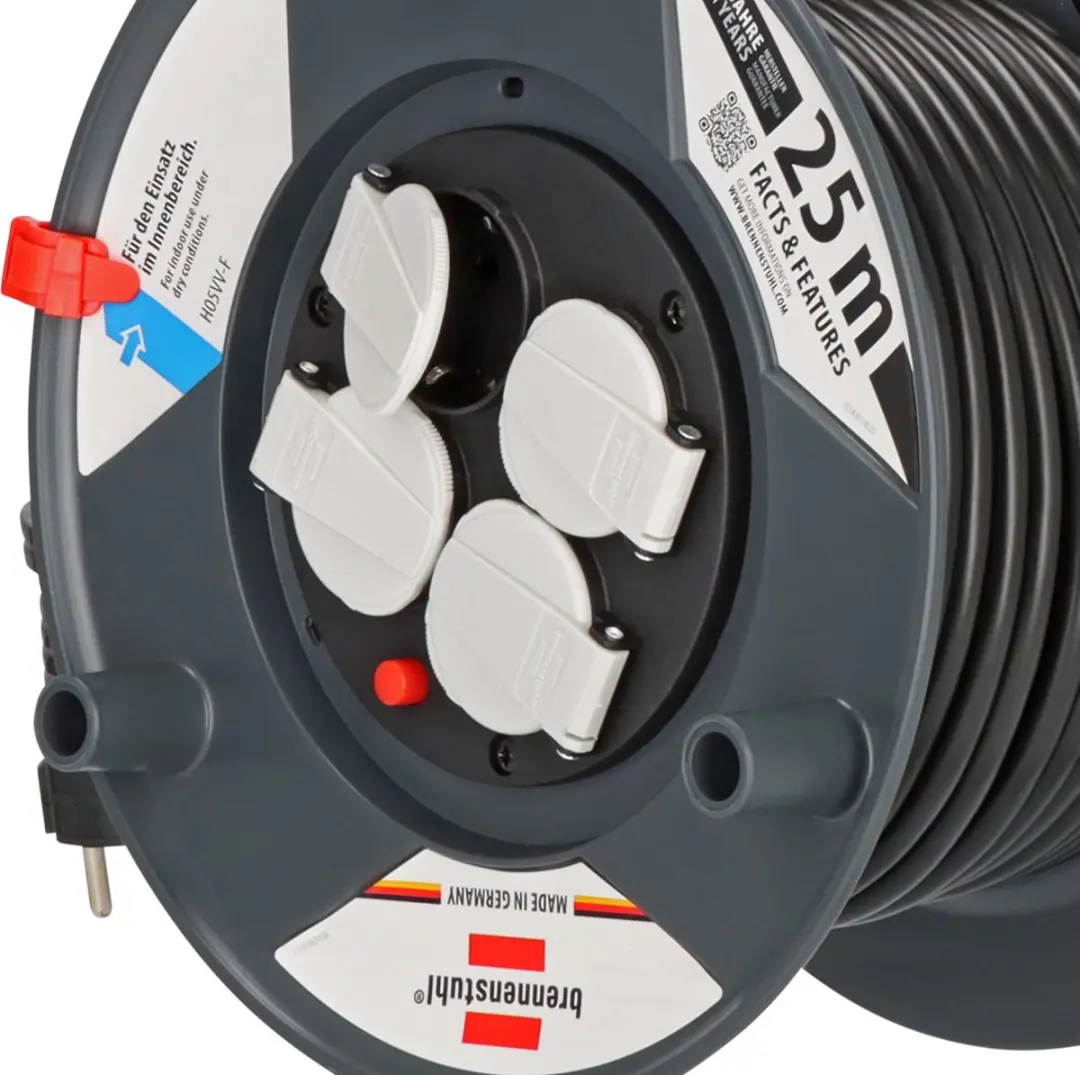 Brennenstuhl Garant E Kabelhaspel 25m - 3300W - 4 Stopcontacten - Zwart