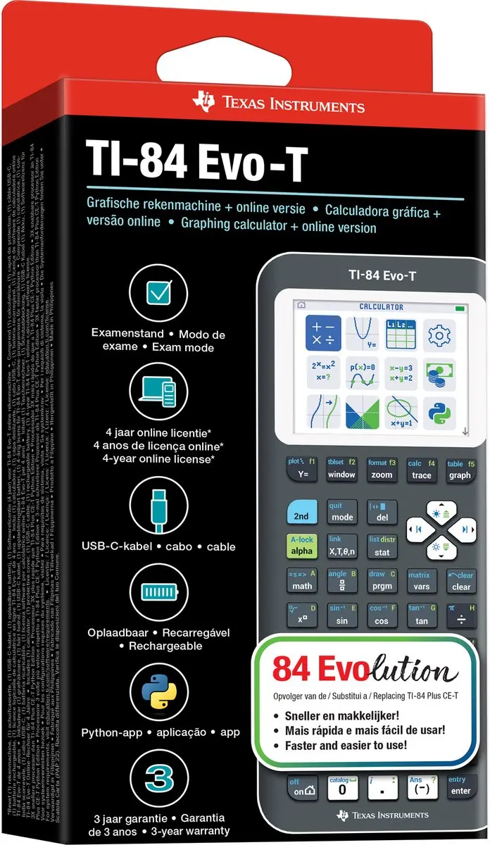Texas Instruments TI-84 Evo-T Grafische Rekenmachine - Zwart - afbeelding 6 van 6
