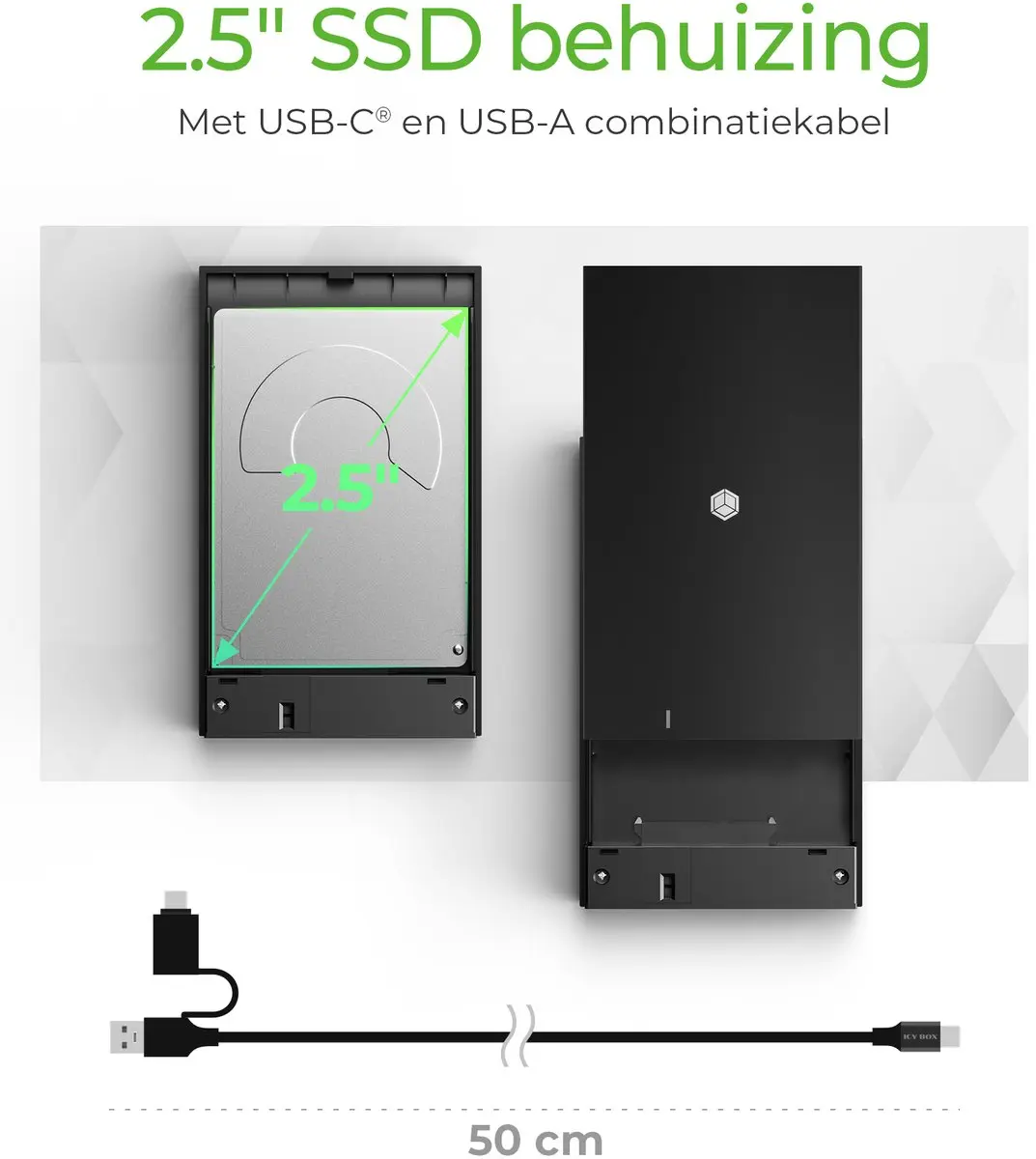 Icy Box IB-200T-C3 SSD-behuizing - Zwart