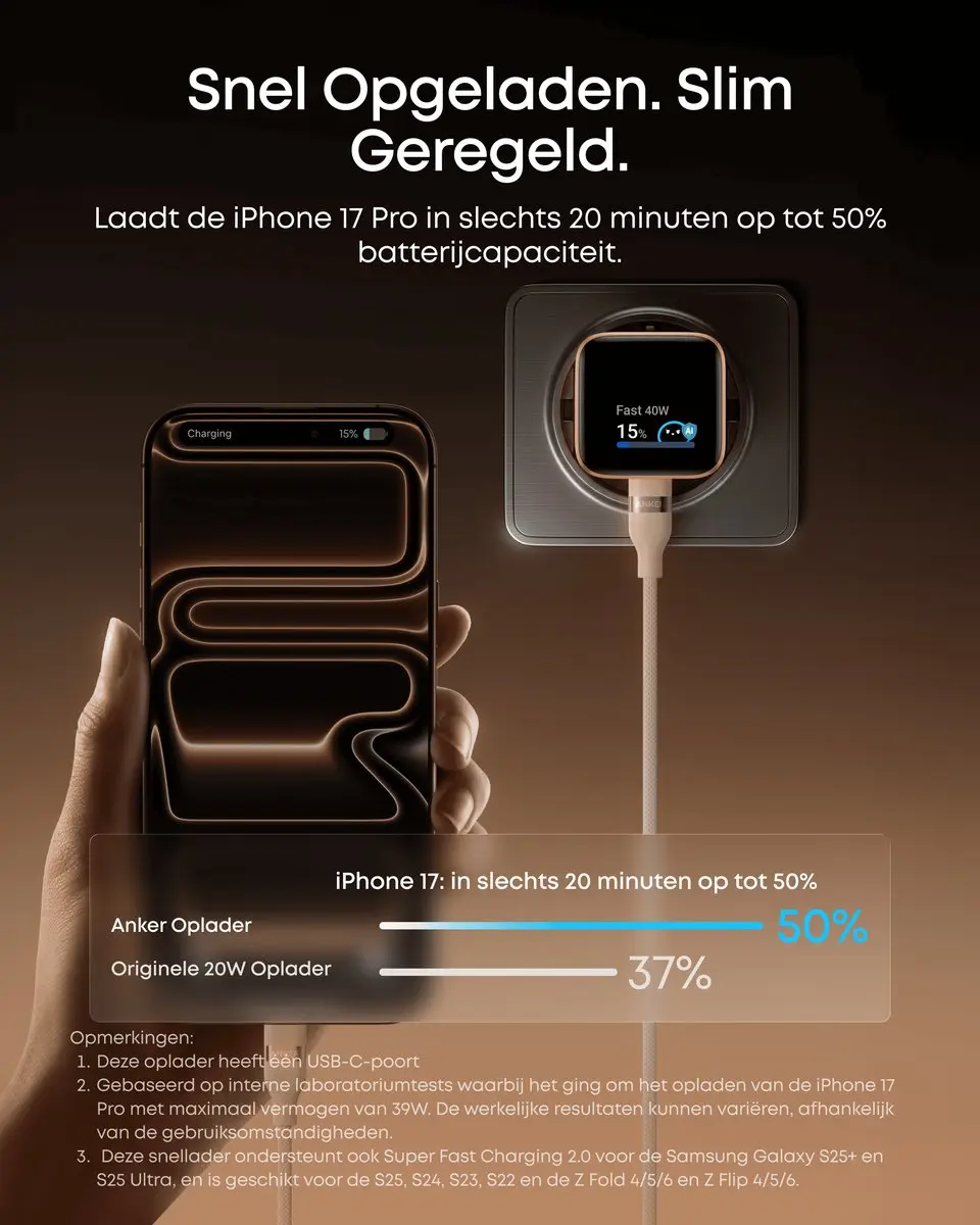 Anker Nano 45W A121DG11 USB-C Snellader - Black