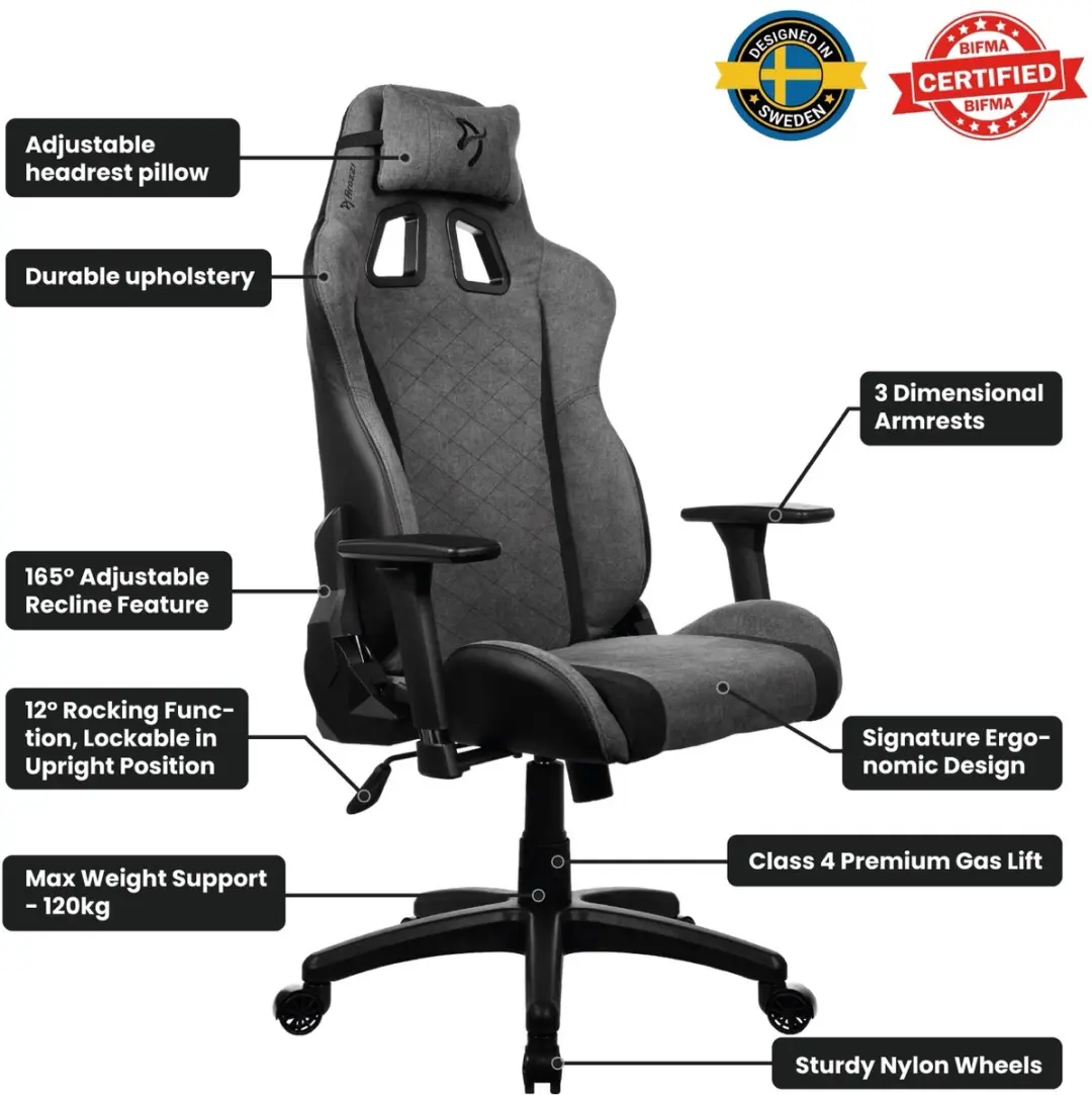 Arozzi Avanti Gamingstoel AVANTI-SFB-ASH - Asgrijs
