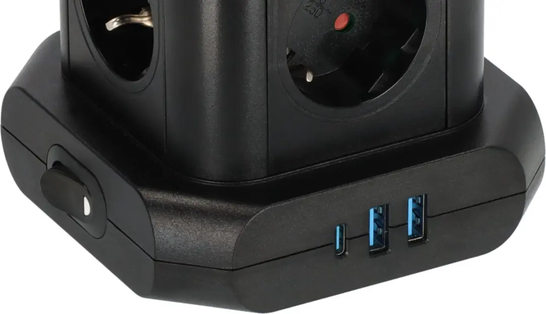 Brennenstuhl Socket Tower 8x USB 3x 20W - 2m - Zwart
