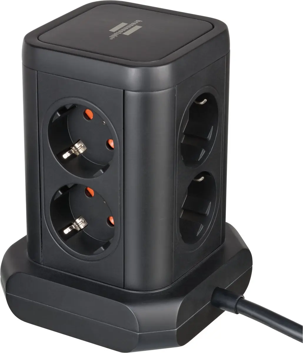 Brennenstuhl Socket Tower 8x USB 3x 20W - 2m - Zwart