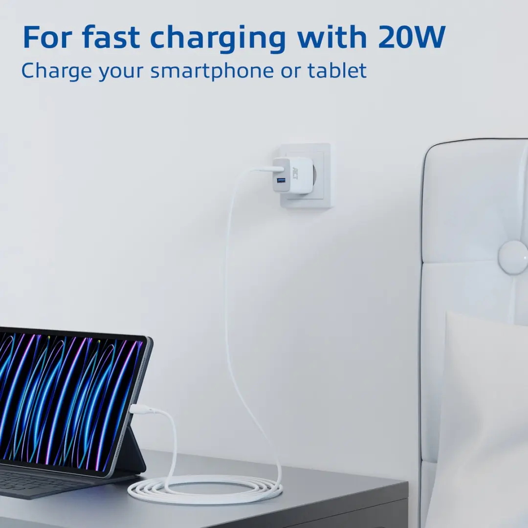 ACT AC2122 USB-C & USB-A Lader 20W - Wit - afbeelding 6 van 6