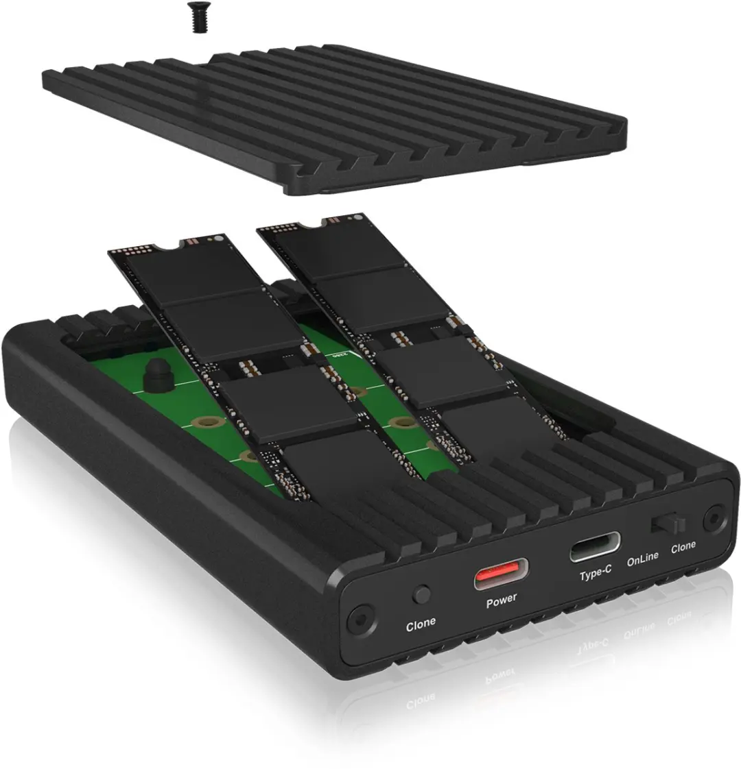 Icy Box IB-2817MCL-C31 M.2 NVMe Kloner - USB 3.2 Gen2 - Zwart