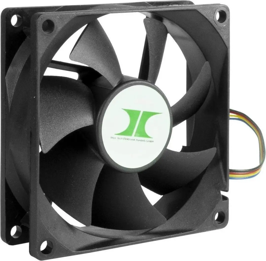 Intertech 88887290 Ventilator 8cm - 4 Stuks Zwart