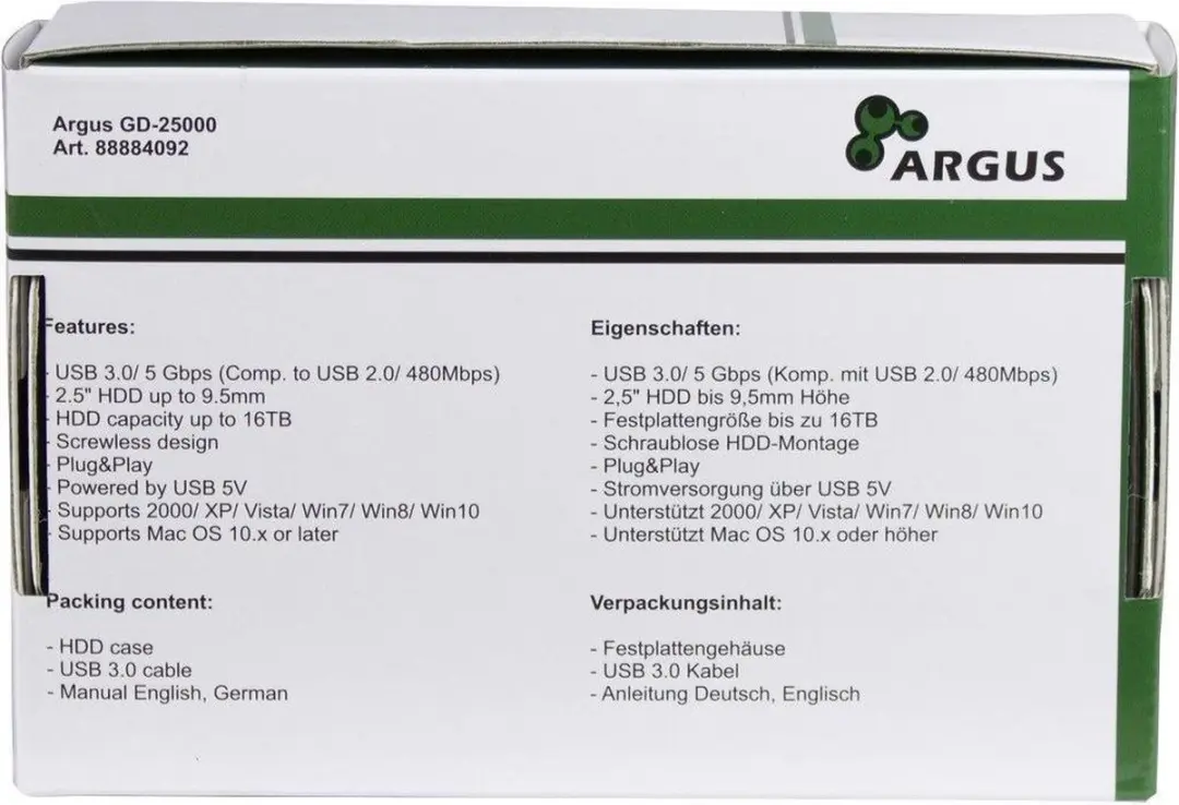 Intertech GD-25000 HDD-behuizing 2.5" - Transparant